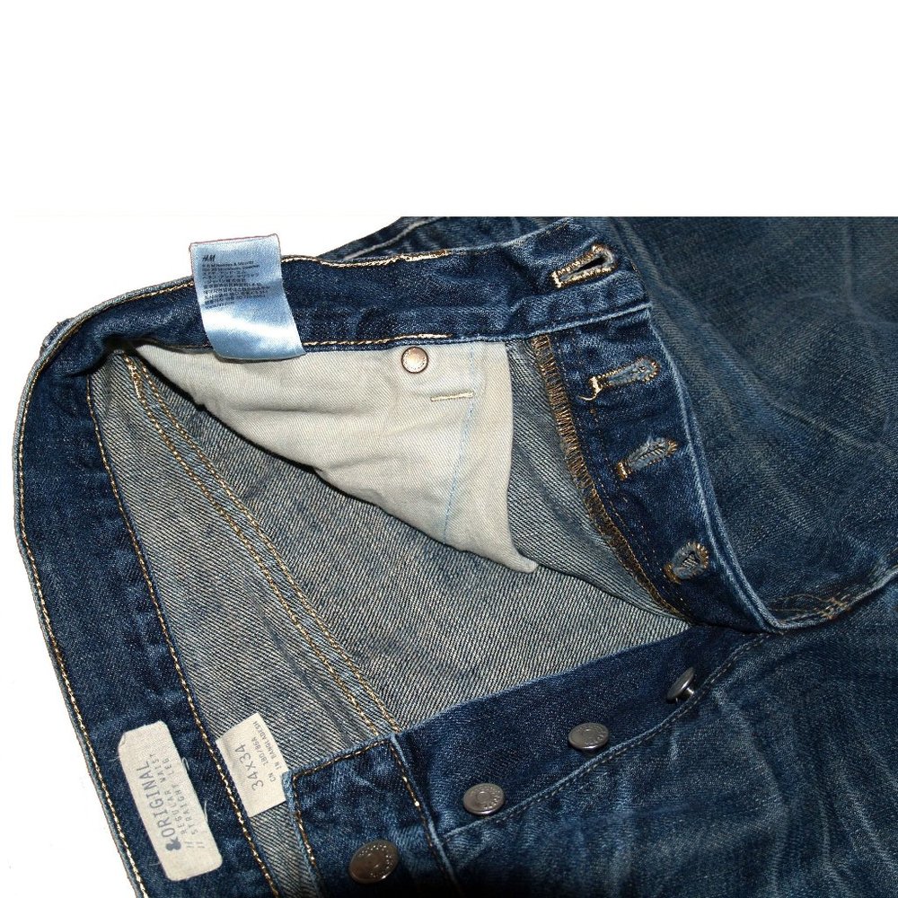 H & M - & ORIGINAL REGULAR WAIST STRAIGHT LEG Blue Jeans Size 34 - Picture 7 of 8